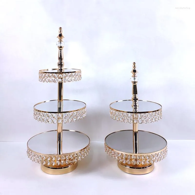 Bakware Tools 2-3 Tier Gold Silver Metal Cake Stand Round Bruiloft Verjaardagsfeest Dessert Cupcake Sedestal Display Bord Home Decor