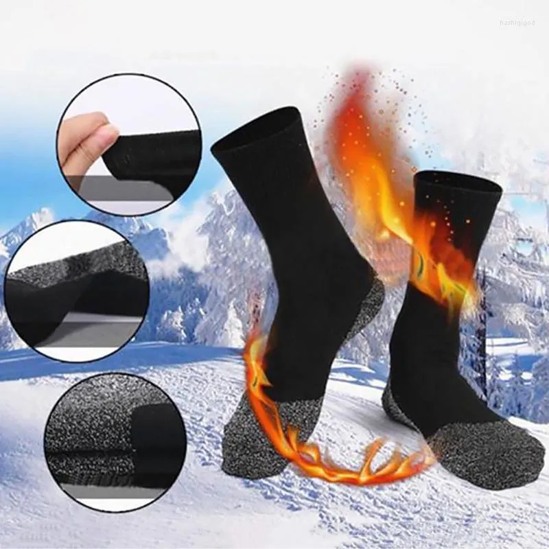 Men's Socks Men's 1 Pair Aluminized Fibers Soft Warm Black Business Men Winter Outdoor Keep Thermal Cycling Skiing