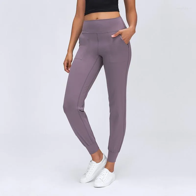 Actieve broek vaste kleur vrouwen sport uitgebreide training yoga leggings Fintess ademende trekkoord rechte buiszakken joggen joggen