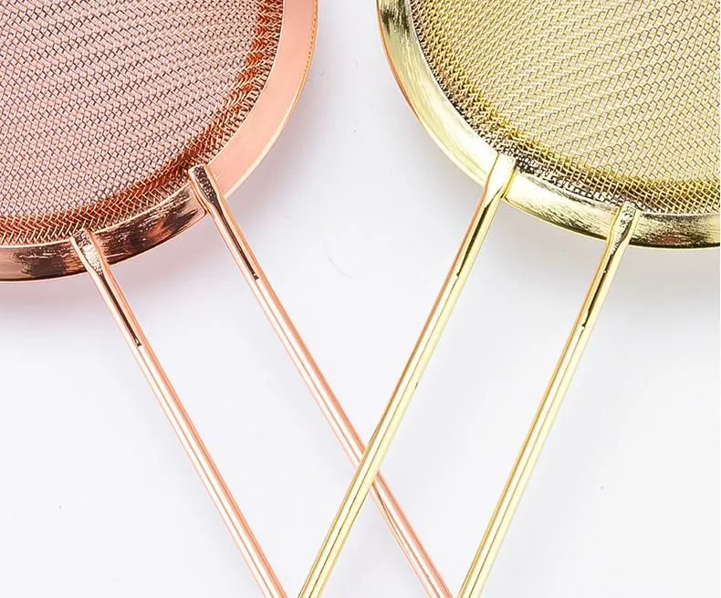 New Cone Cocktails Mesh Colanders Rose Gold Color Oil Grid Black Golden Filter Cocktail Strainer SN4699