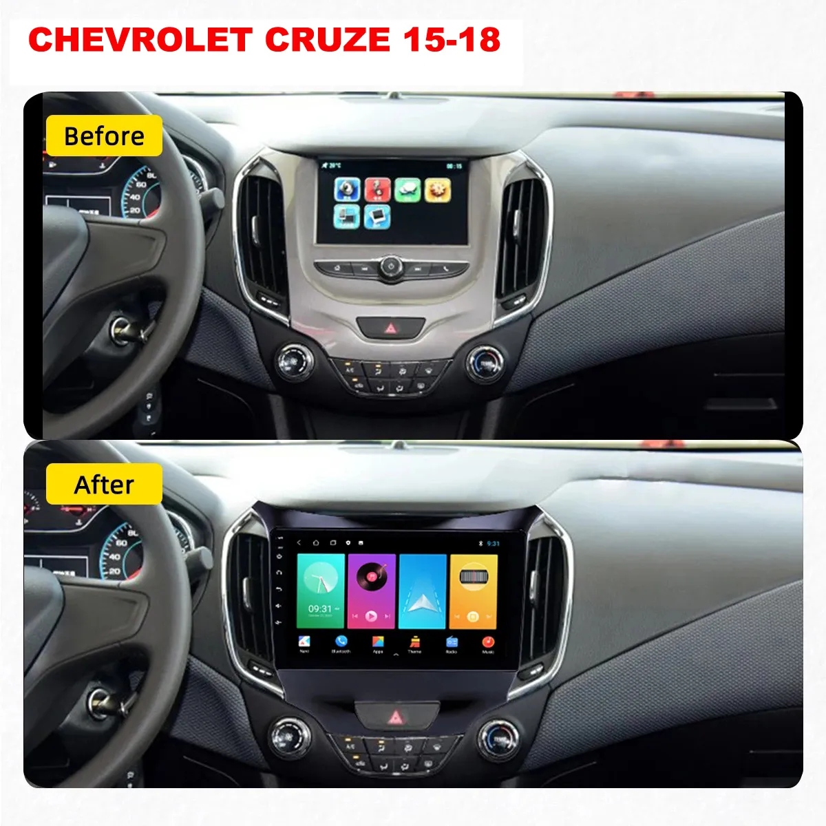 자동차 비디오 DVD 플레이어 10 인치 터치 스크린 안드로이드 멀티미디어 스테레오 스테레오 라디오를위한 Chevrolet Cruze-2016