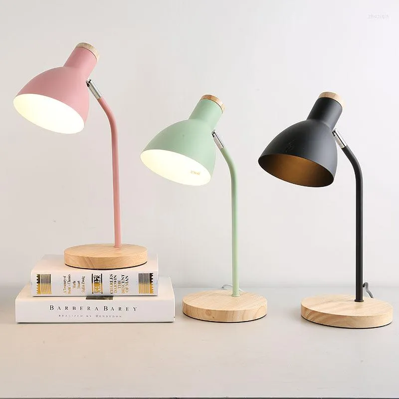 Tischlampen Nordic Eisen Holz Für Schlafzimmer Wohnzimmer Nacht Schreibtisch Lampe Moderne Led Stand Leuchten Studie Lesen Buch Lichter