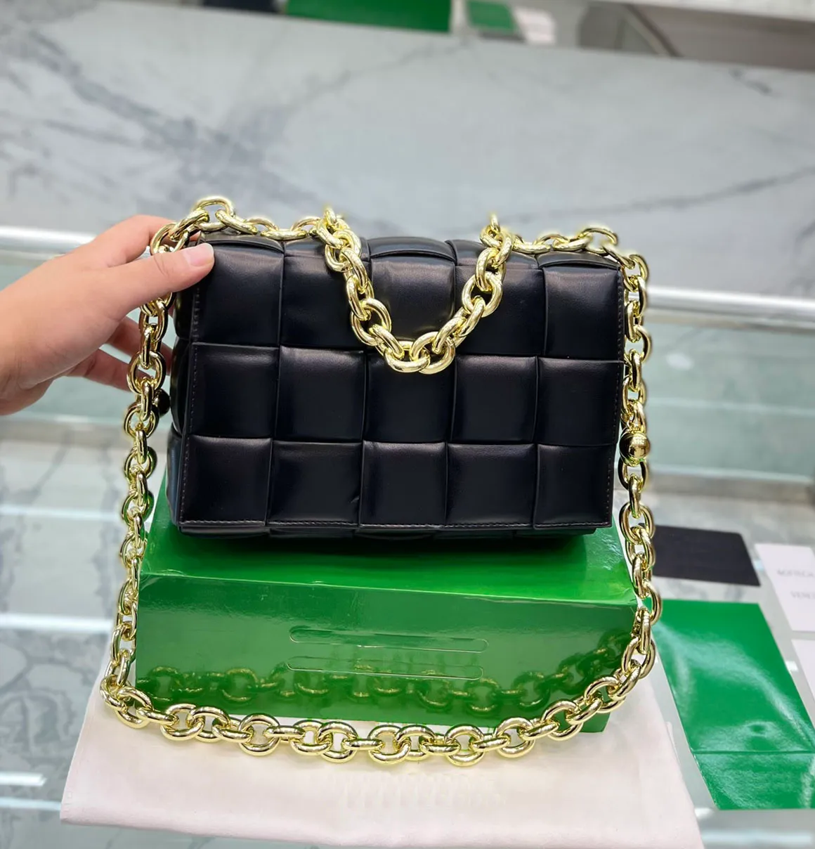 Fancy Velvet Ladies Handbag with Chains - Zamani.pk