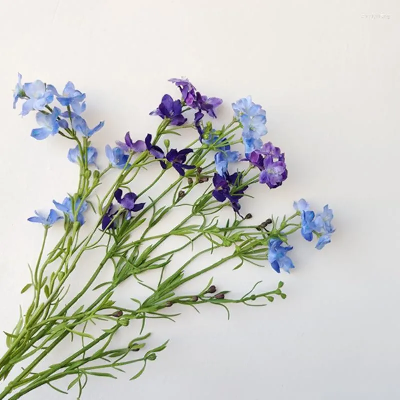 Flores decorativas Simulação Flor azul roxo delphinium pequeno andorinha voadora Decoração de casamento de casas seca seca seca para festivo