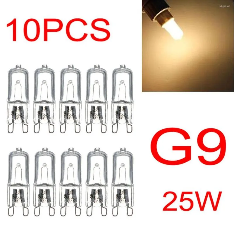 10st/parti G9 25W Portable Warm White Halogen Lamp Light Lamp 3000-3500k Globe 230V Clear Lampor