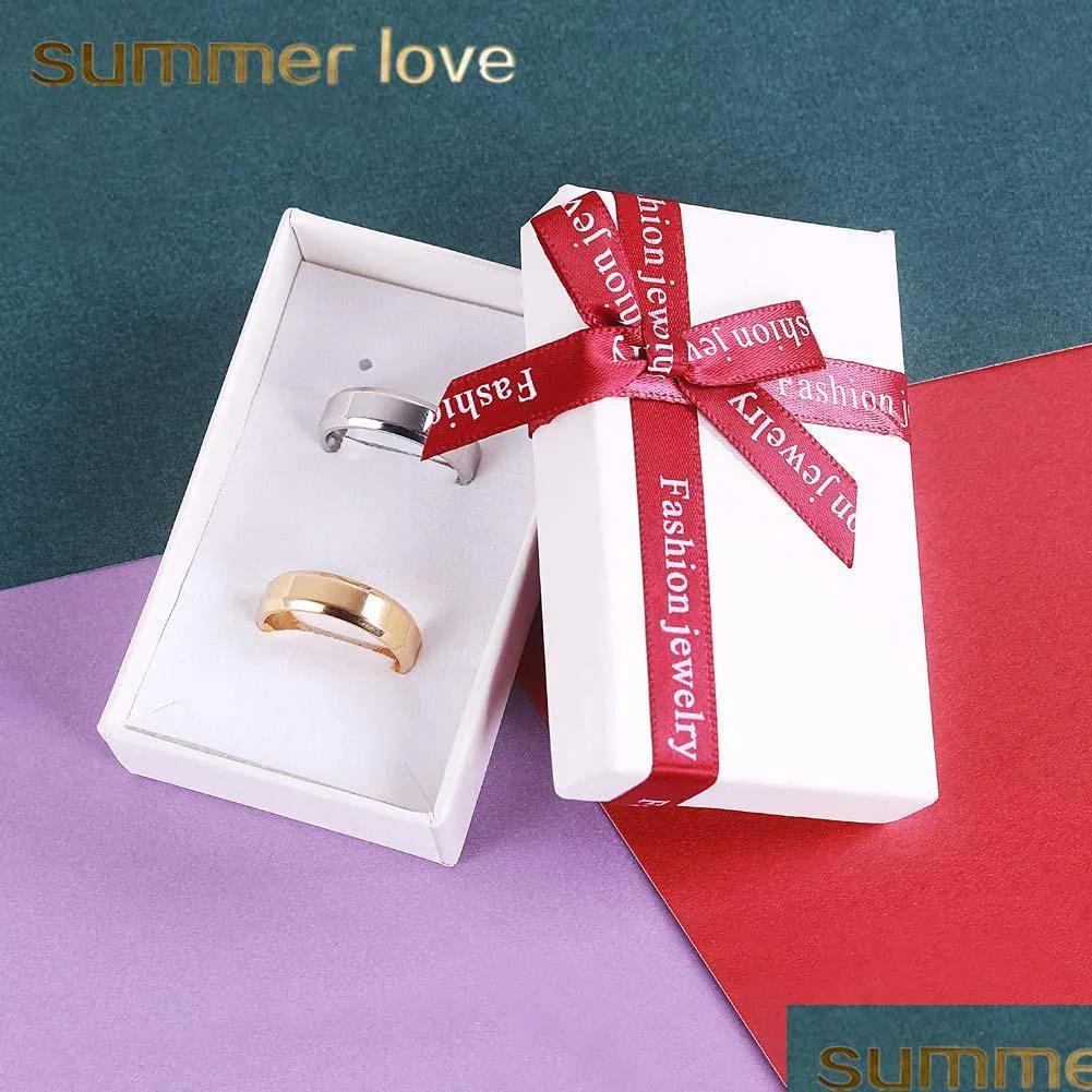 Otra caja de regalo de papel blanca de moda para la pulsera del anillo del collar con la entrega de caída del arco de la cinta roja grande 2021 J Bdejewelry Dhuls