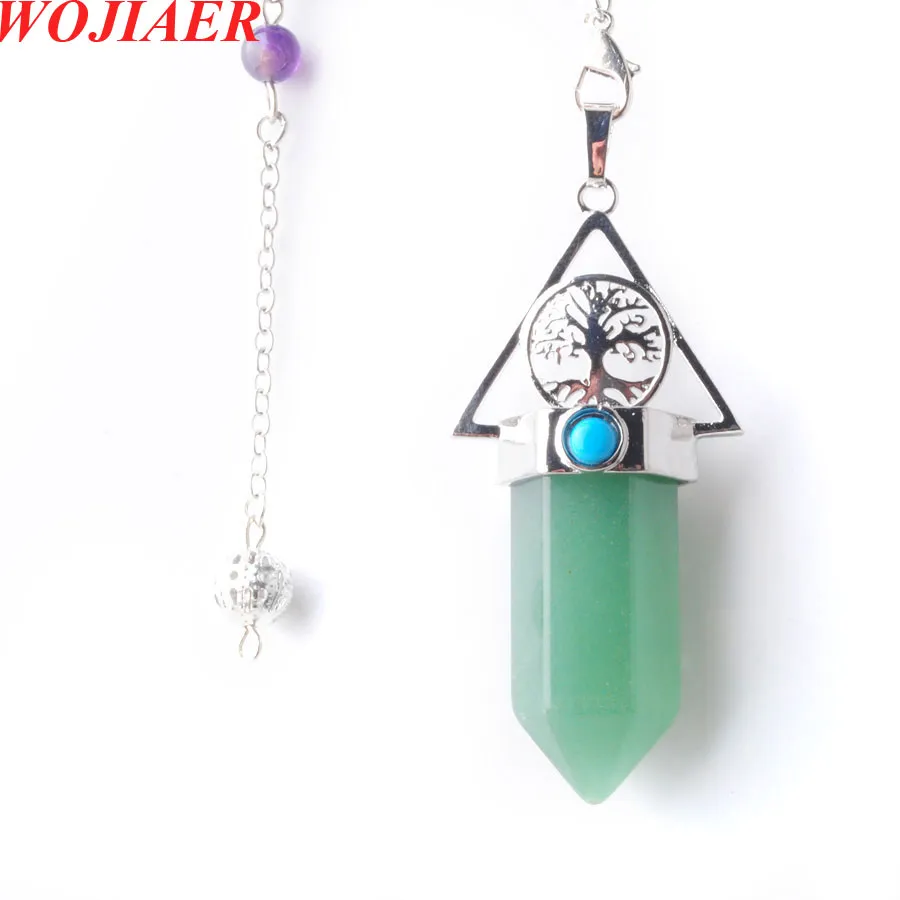 Pendule hexagonal pour la divination Dalsage 7 Chakra Pendant Perpe naturel Arbre de vie Pendulem Radisesia Reiki Bo943