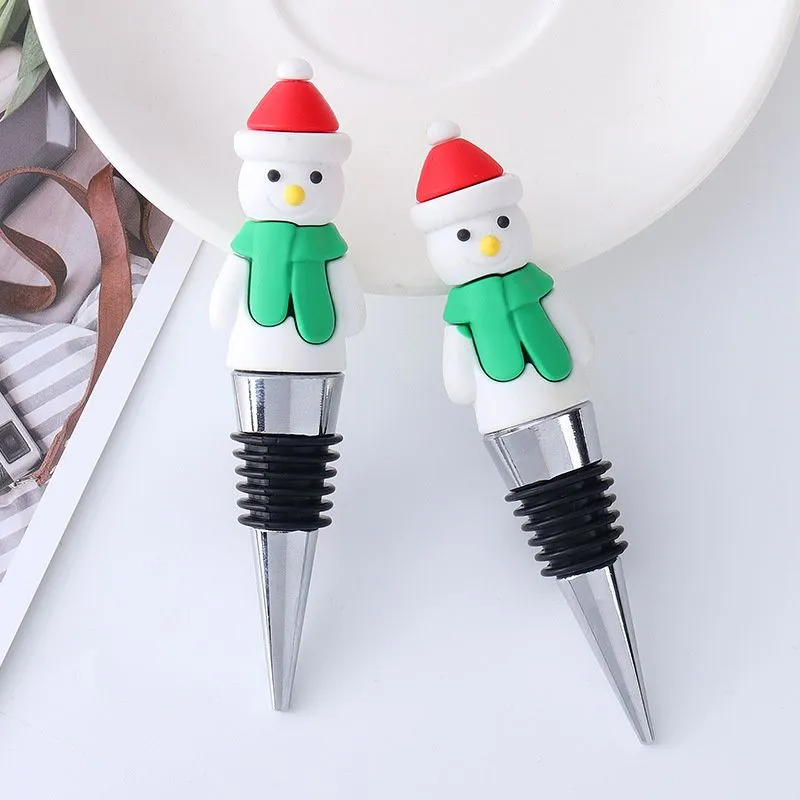 Christmas Wine Bottle Stopper Reusable Santa Snowman Decorative Wine Accessories Kitchen Table Decoration