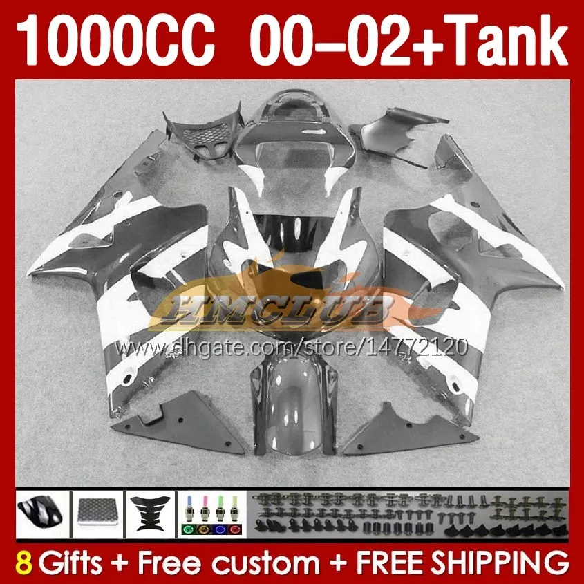 Injection Fairings Tank voor Suzuki GSXR 1000 cc 1000cc K2 00-2002 Body 155No.123 GSX-R1000 GSXR-1000 GSXR1000 00 01 02 GSX R1000 2001 2002 2002 OEM Fairing Glossy Gray Gravis