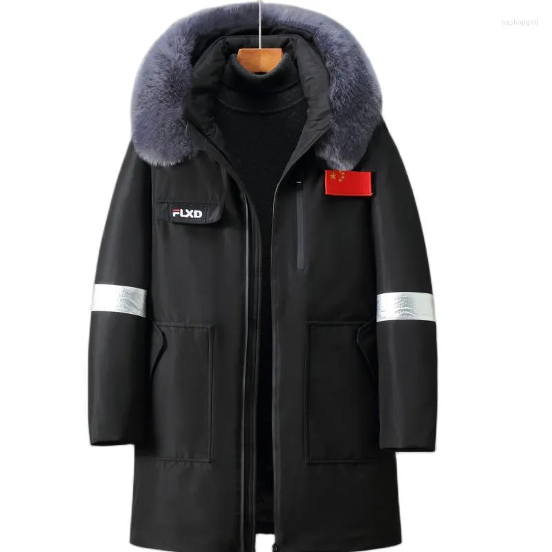 Masculino masculino parkas homem plus size jaqueta gorda colar de pele quente destacável