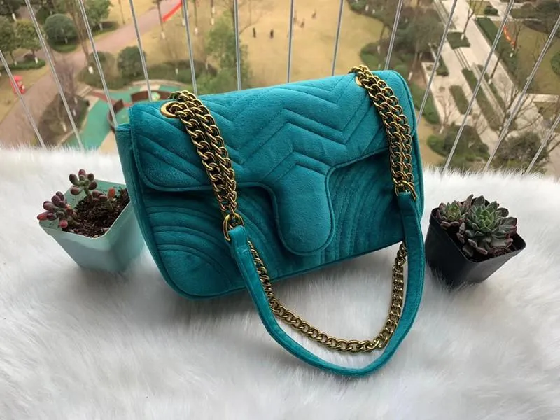 Velvet Marmont Evening Bag Fashion Chain Shoulder Crossbody Bags Quilted Flip Cover Luxury Designer Handbag Lady Clutch Wallet