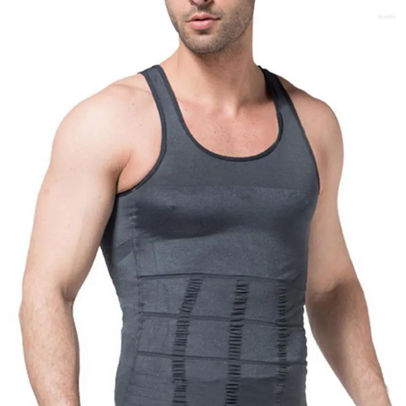 Men's Body Shapers Men's Slimming Building Shaper 2022 Mens Waist Cincher Corset Sports Vest Solid Color Sleeveless Fitness Underwear