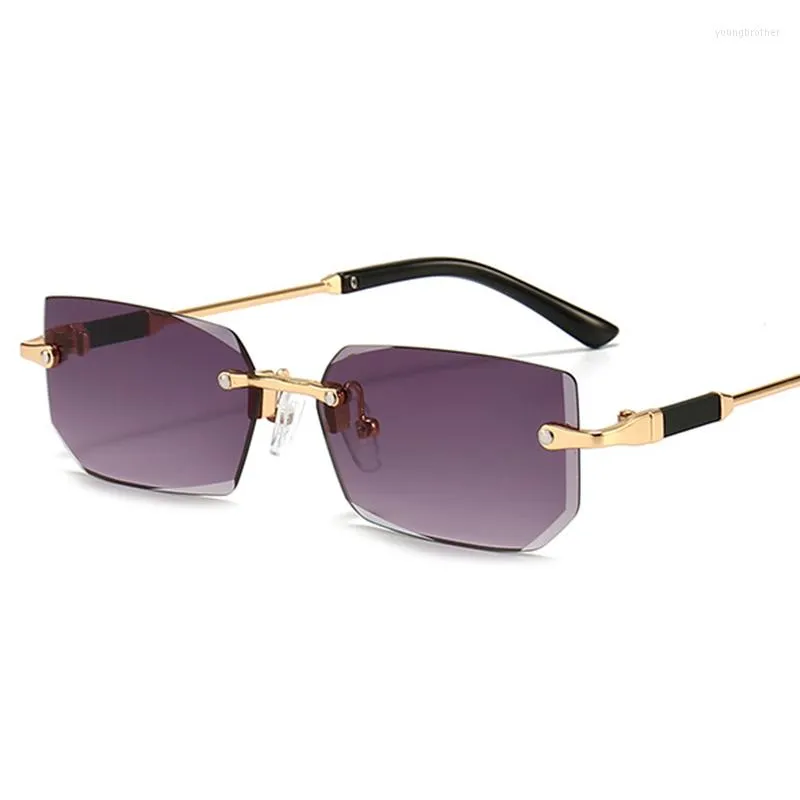 Sunglasses KAMMPT Fashion 2022 Vintage Rimless Men Shades Eyewear Retro Designer Gradient Women UV400 Sun Glassses