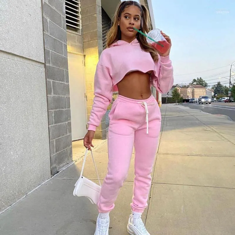 Womens Solid Casual Tracksuit Set With Sweatshirt And Hoodie Sports Pink Tracksuit  Womens For Matching Outfits From Huiguorou, $44.1