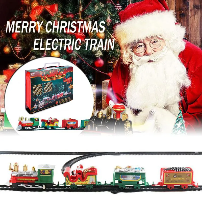 Christmas Decorations Christmas Electric Train Set Toy Railway Toy Track With Music Santa Claus Christmas Tree Decoration Train Model Toys 220921