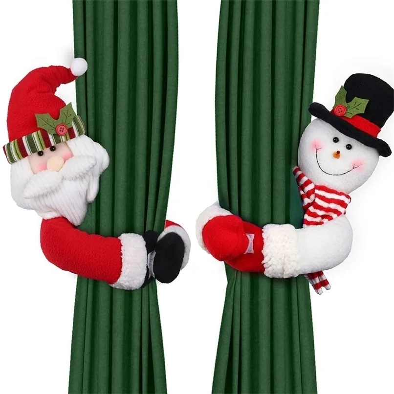 Juldekorationer Navidad Curtain Holder Merry Decoration for Home Ornament Year Santa Claus Xmas Decor 220921