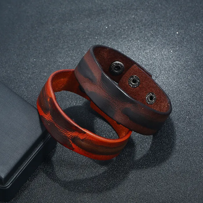 Exotiskt enkelt läderarmband Bangle Cuff -armband för män Kvinnor Fashion Jewelry Gift