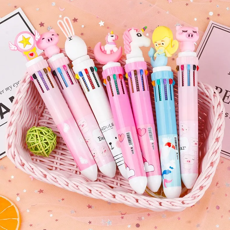 10 couleurs mignon dinosaure stylos à bille multicolore Flamingo stylos à bille pour enfants cadeau école fournitures de bureau papeterie stylo à bille stylos à bille