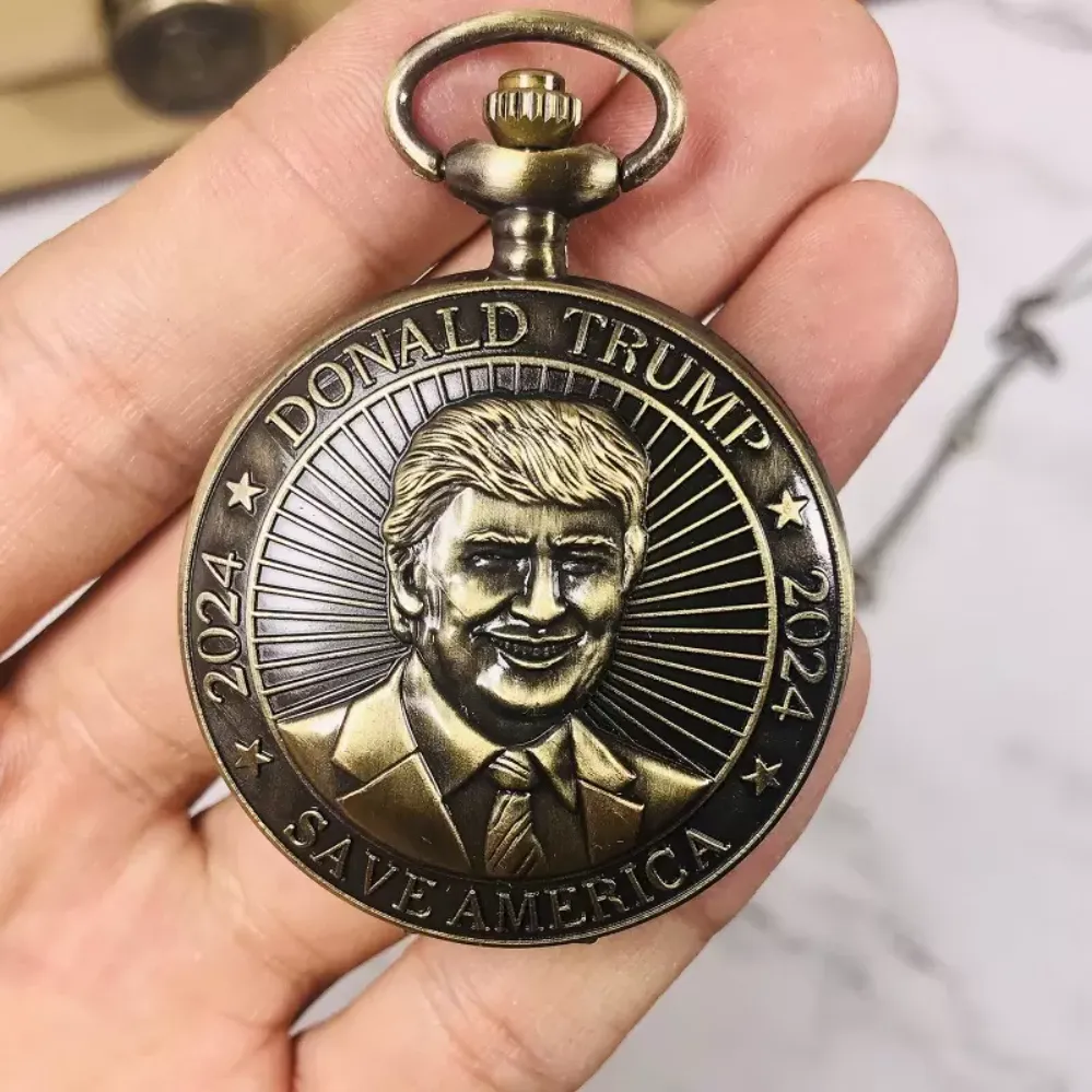 Trump 2024 Pocket Watch Party Favor Donald Retro Men Retro Quartz Watches wly935