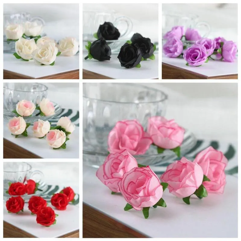 Fleurs décoratives 20 / 50pcs Home Oranament Belle fête des mères florales Cadeaux Têtes de fleurs Faux Bouquet Décoration de mariage Artificielle