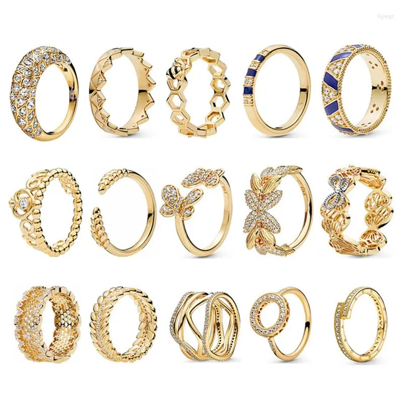 Ringas de cluster LR Trendência da moda cor dourada cor de anel feminino Flores de abelha abelha coroa borboleta Crown Girl Gift Wholesale estilo coreano japonês