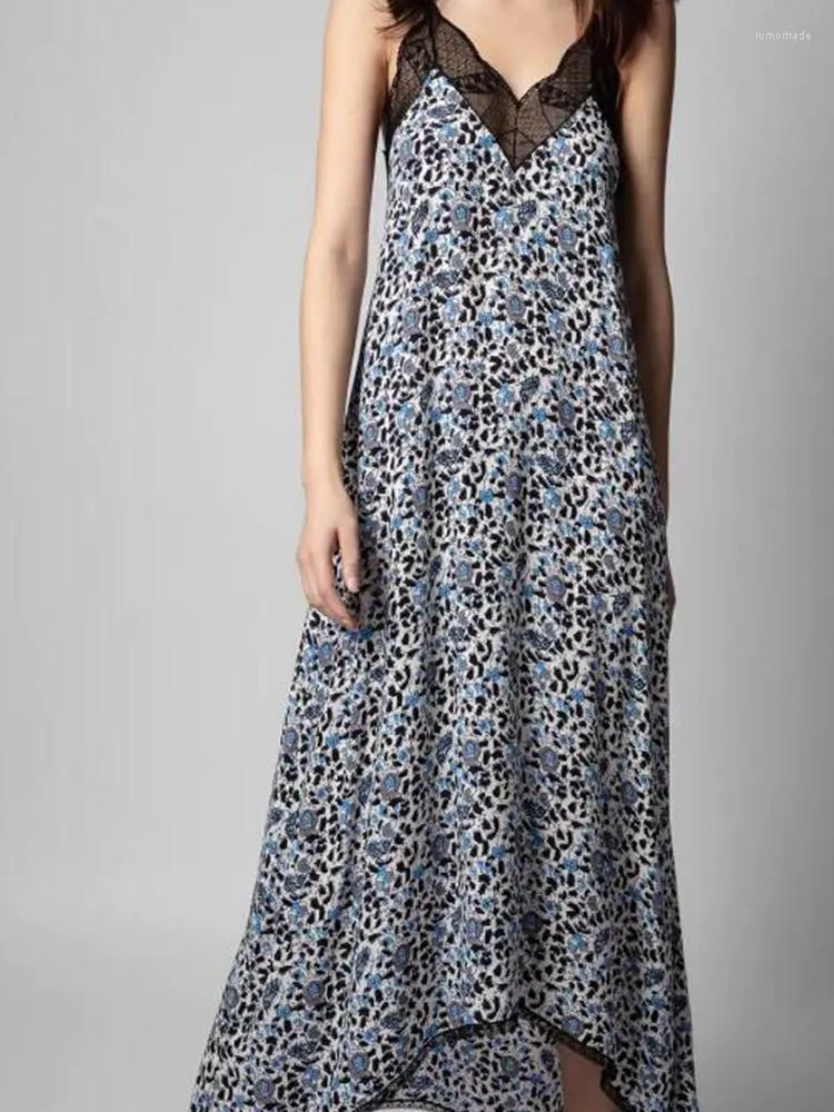 Casual jurken vrouw jurk 2022 lente zomer kleine bloemen spaghetti riem maxi