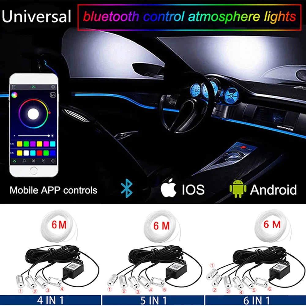 6IN1 8M RGB LED Atmosphere Car Interior Ambient Li... - Vicedeal