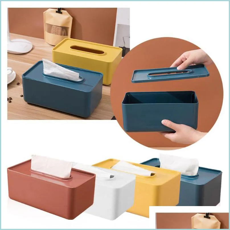 Tissue Boxes Napkins Holder Home Wet Storage Box Desktop Toilet Paper Case Napkin Dispenser Plastic Drop Delivery 2021 Ga Bdesports Dh0Gt