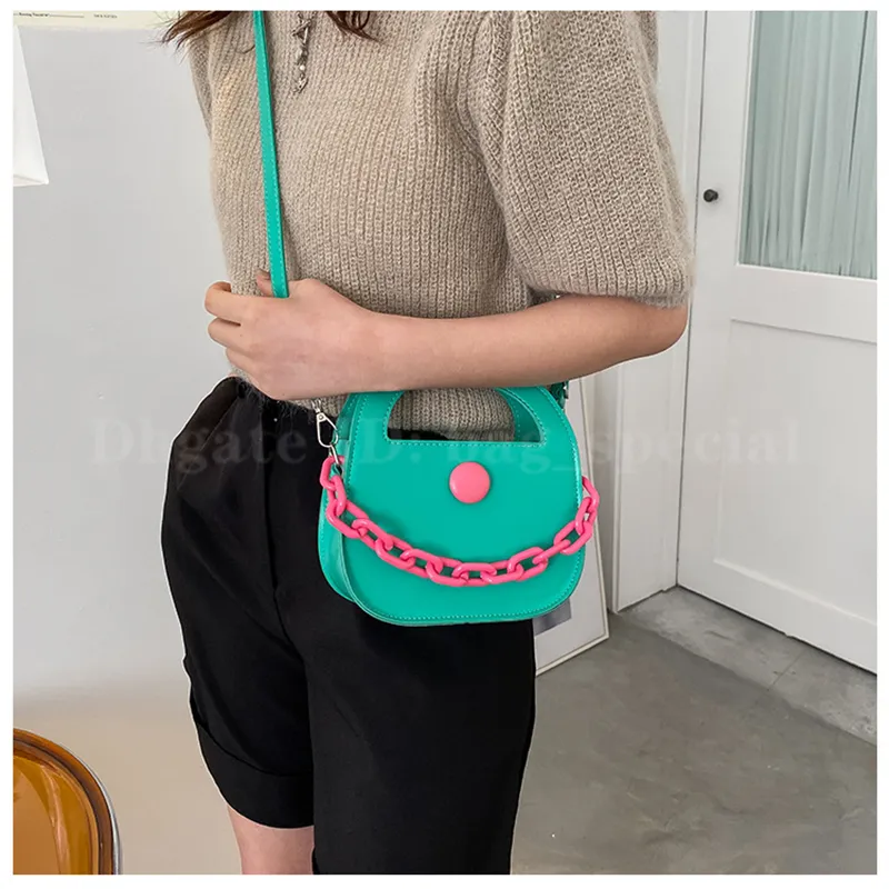 Bolsas de ombro HBP Candy Color port￡til 2022 New Contrast Chain Chain Messenger Small Squach Saco