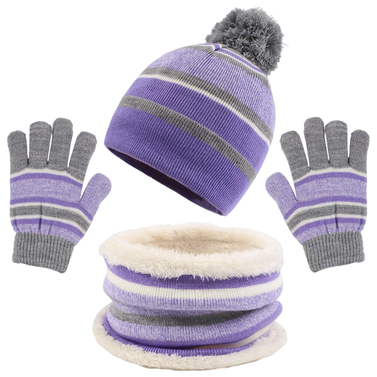 Caps hoeden winter kinderen hoed sjaalhandschoenset gebreide fleece gevoerde beanie nek warmer wanten voor peuter jongensmeisjes 38 jaar drop del mxhome amnoe