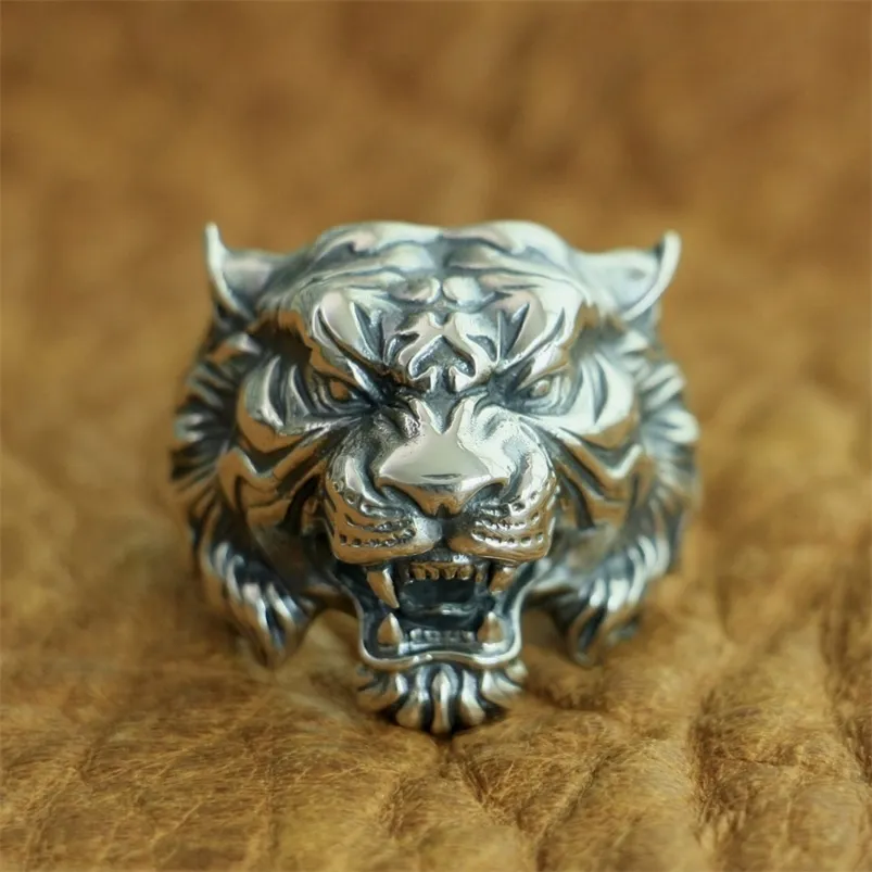 Cluster Rings LINSION 925 Sterling Silver High Details Tiger Mens Biker Punk Jewelry TA130 US Size 715 220921