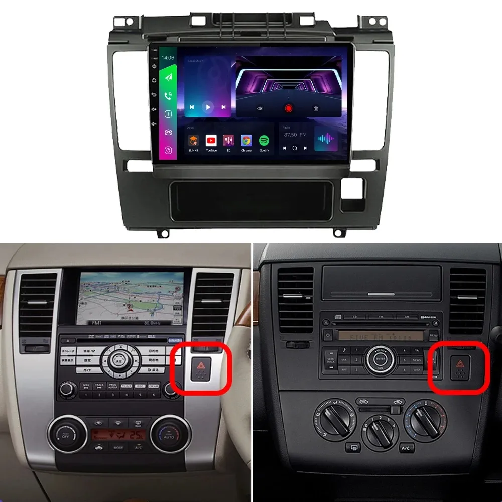 Android Car Video GPS Navigation Auto DVD Player for Nissan Tiida 2005-2010 with BT FM WiFi Music