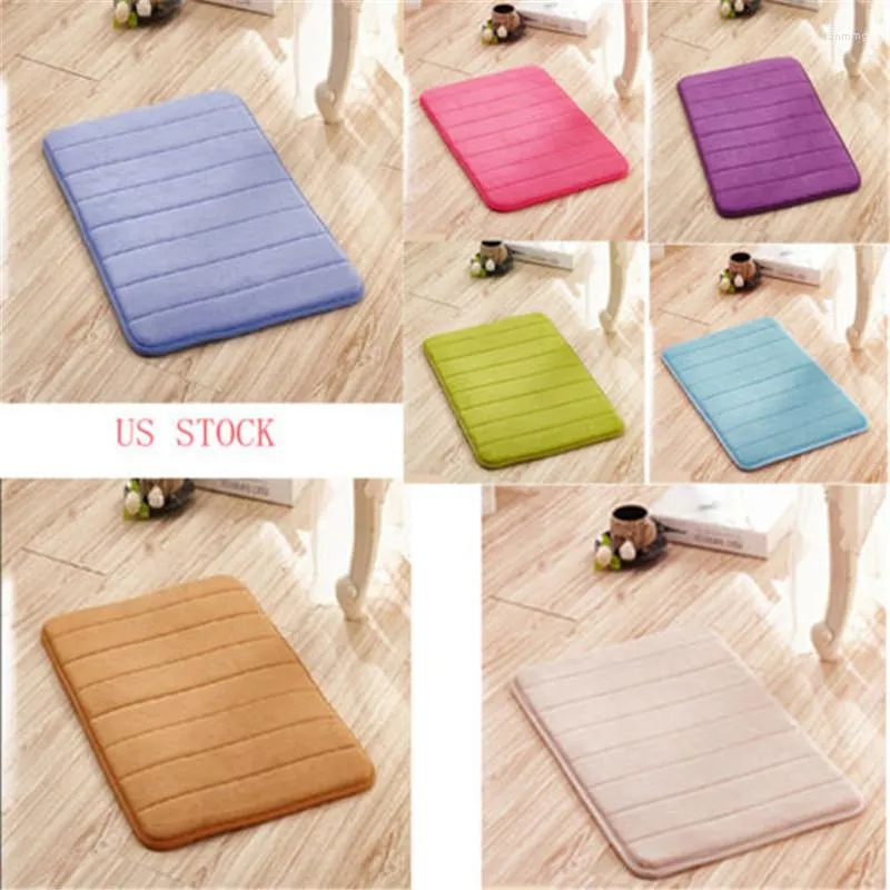 Pillow US Non Slip Shower Rug Water Area Bathroom Carpet Soft Memory Foam Vertical Striped Cotton Mat