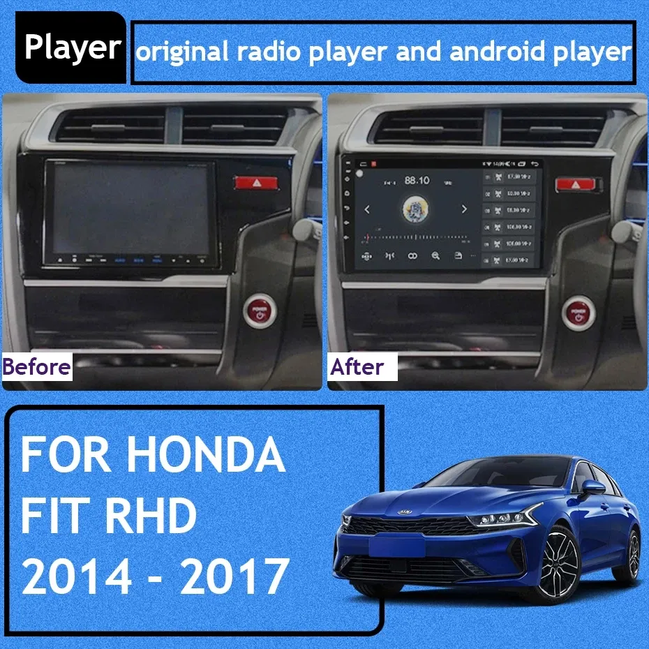 9 tums peksk￤rmbil Video DVD GPS -navigationsspelare f￶r Honda Fit 2014 RHD med Bluetooth WiFi Mirror Link