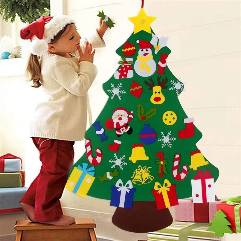 Noel dekorasyonları Diy hissetti Ağaç Ev Cristmas Süslemesi Noel Navidad Hediyeler Noel Baba Yıl 220921