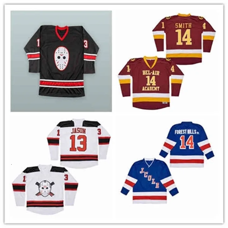 WSKT 남자 영화 J.Cole Hockey Jerseys 14 Forest Hills Dr. 자수 Jason Vorhees 13 금요일 13th Black Jersey Black White Yellow 14 Will