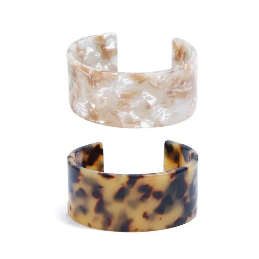 Charm Bracelets JAVRICK Acrylic Tortoise Shell Wide Brown Leopard Print Fashion Jewelry Lady Ring2285