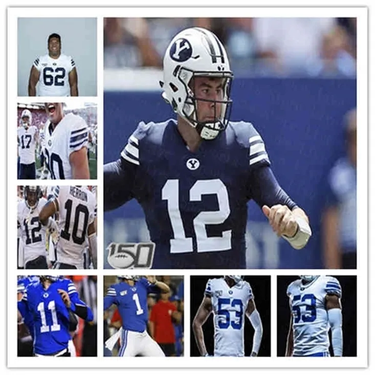 WSKT Custom BYU Cougars College Football Jersey Zachary Wilson Sione Finau Dayan Ghanwoloku Matt Bushman Kavika Fonua Payton Wilgar Micah Simon