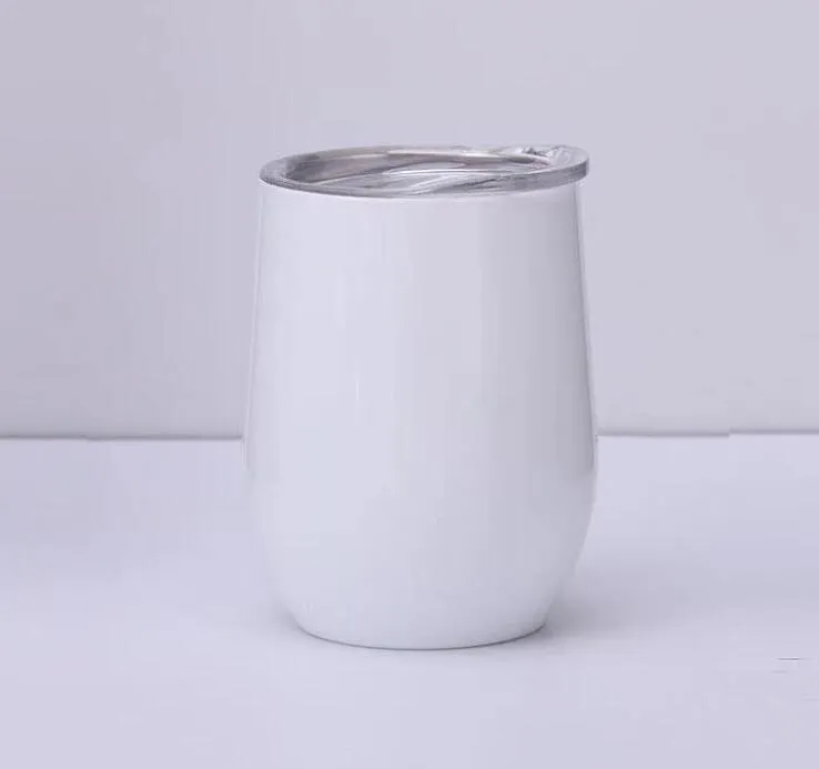 Tazas Vasos de vino de sublimación de 12 oz Tazas de huevo de acero inoxidable Botellas de agua con doble aislamiento Copas de vino Copas de café Vasos de leche A12