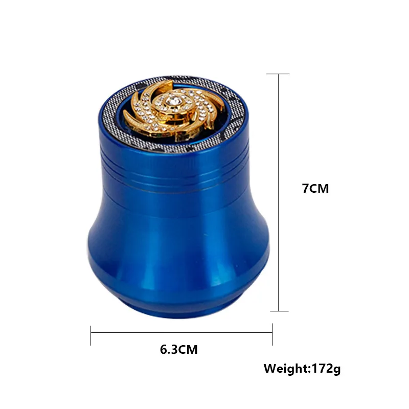 Diamond-Mounted Herb Tobacco Smoking Grinders Metal Shredder Hand Mechanical Grinder Mill Saver 63mm 4-Pieces