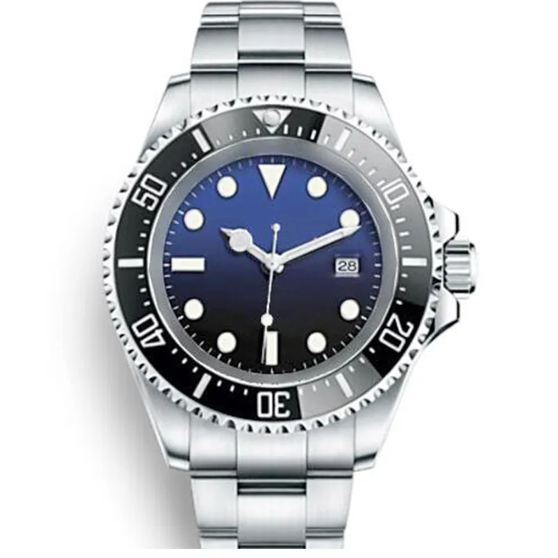 Yz relógio masculino d azul sea-dweller moldura de cerâmica 44mm aço inoxidável blso automático preto mergulhador relógios de pulso masculinos