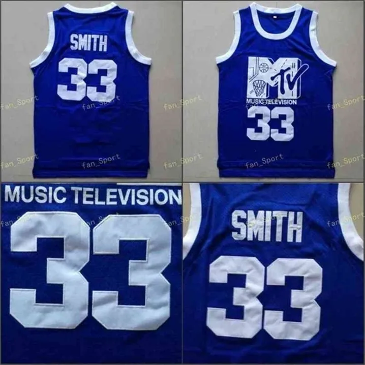 SJ Will Smith #33 Jersey Music Television Первый ежегодный Rock N'Sj CK B-Ball Jam 1991 Men Blue Color Double Choted S Number S в наличии
