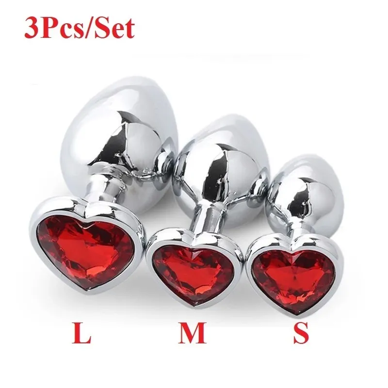 Set 3 plug anali in metallo per donna e coppia gioco anale_voghion.com