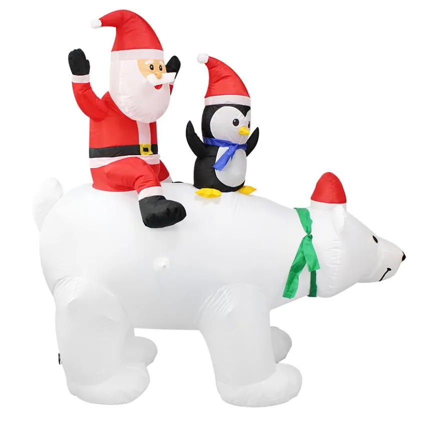 Christmas Party Decoration Event Christmas glowing inflatable Santa Claus polar bear penguin ornaments welcome Toy 7ft with light