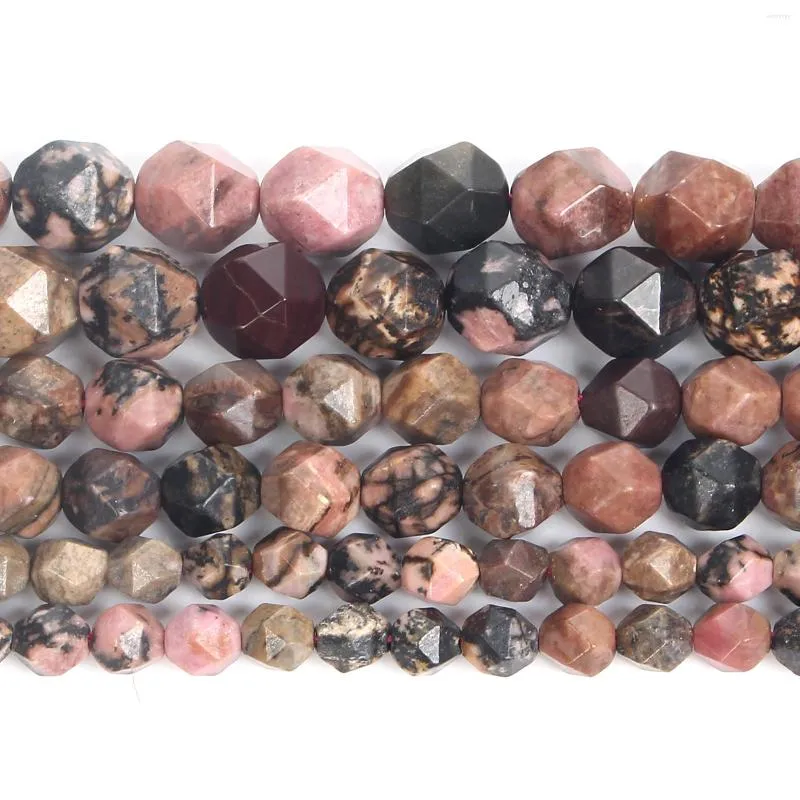 Perles grosses pierres naturelles à facettes Rhodochrosite rondes pour la fabrication de bijoux bracelets à bricoler soi-même boucles d'oreilles accessoires 6/8/10 MM