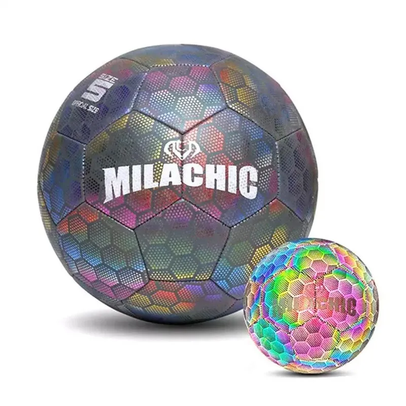 Andra idrottsartiklar Storlek 5 4 Reflekterande fotbollsnatt glödande fotboll Cool Luminous Ball PU Non-Slip Soccoer for Child Student Test Adult Training 220922