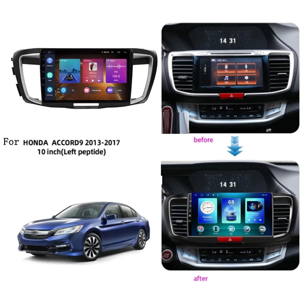 10 بوصة سيارة Android Video Multimedia GPS Radio AM/FM Bluetooth WiFi Navigation DVD Player لـ Honda Accord 9