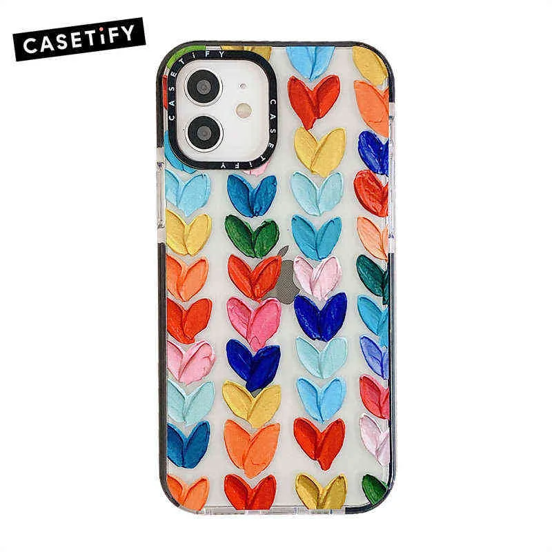 Obudowy telefonu komórkowego Casetify odporna na wstrząsy etui na telefon iPhone 14 13 12 11 Pro XS MAX 7 8 14 Plus Multicolour Love Heart Soft TPU Wyczyść tylna okładka T220921