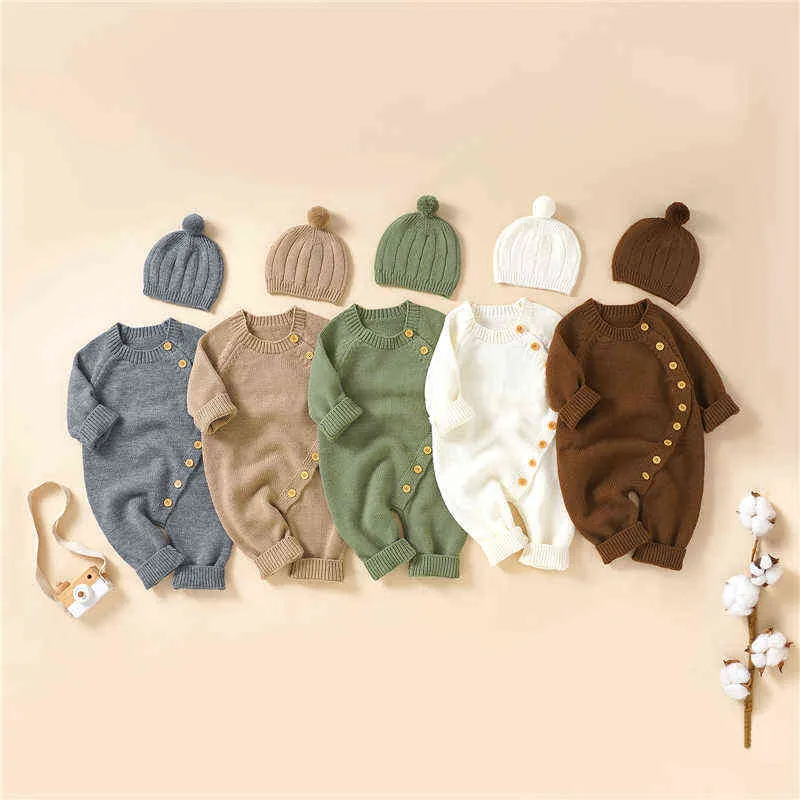 ロンパーズ新生児の赤ちゃんロンパーズ帽子服セット