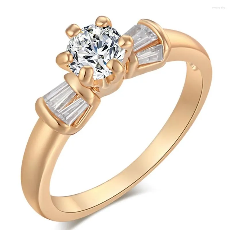 Обручальные кольца мода простой дизайн 6 бухгаллярный пасьянс кубический цирконий навсегда кольцо золотой цвет классический оптом оптом